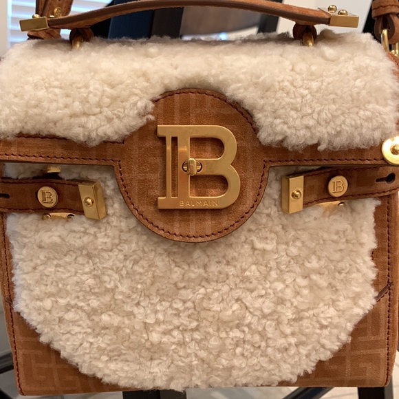 Balamain B-Buzz 23 Shearling Panel Tote Bag - Picture 2 of 16